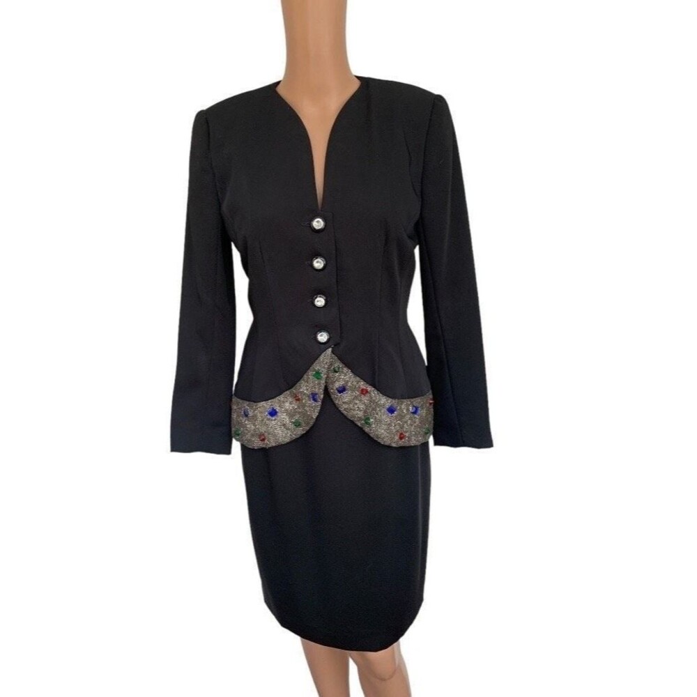 80s Skirt Suit Jacket Holiday Christmas Church Wedding Reception XS Petite
